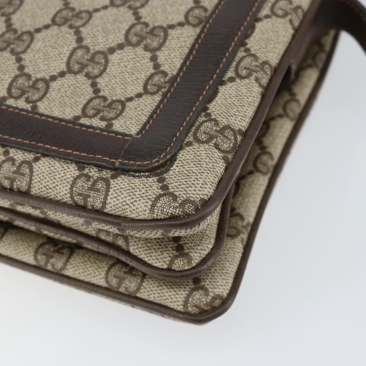 GUCCI GG Supreme Web Sherry Line Shoulder Bag PVC Beige Gold Auth ep12123