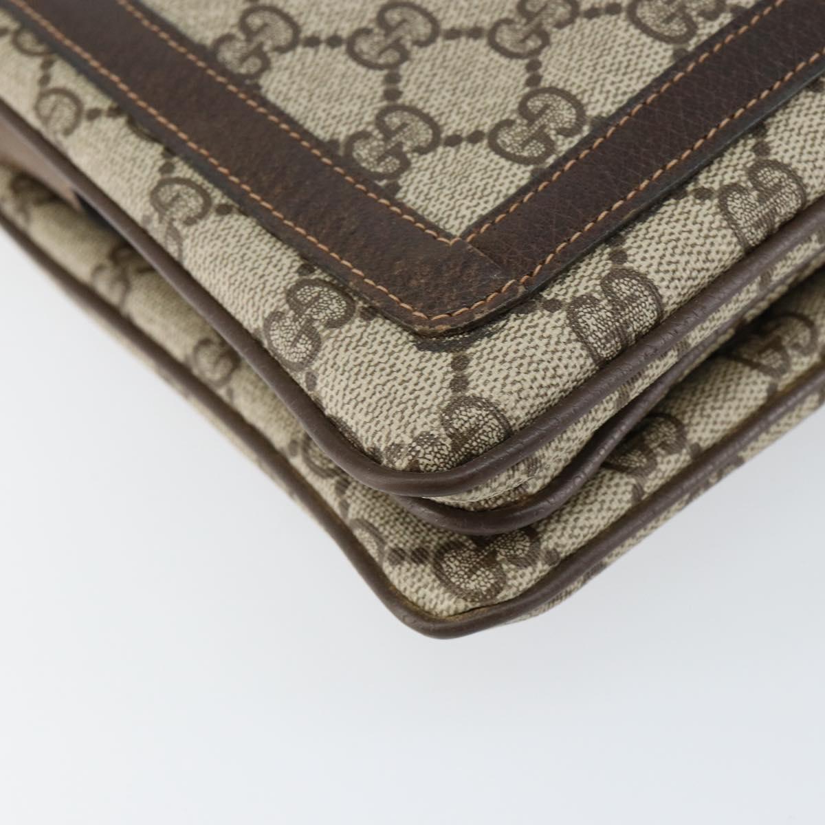 GUCCI GG Supreme Web Sherry Line Shoulder Bag PVC Beige Gold Auth ep12123