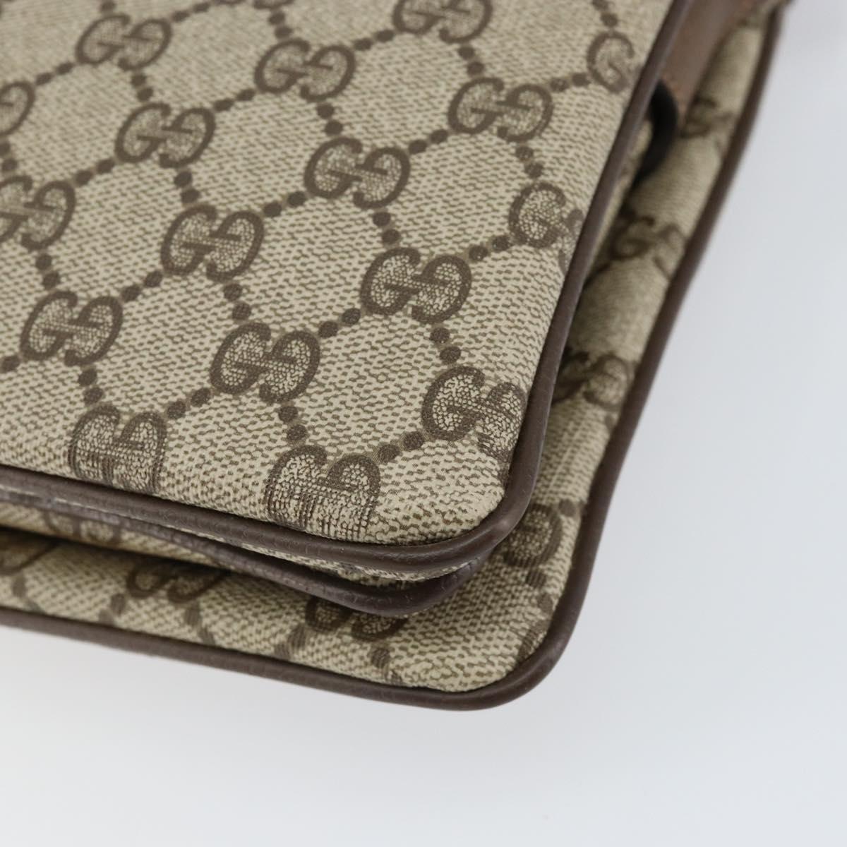 GUCCI GG Supreme Web Sherry Line Shoulder Bag PVC Beige Gold Auth ep12123