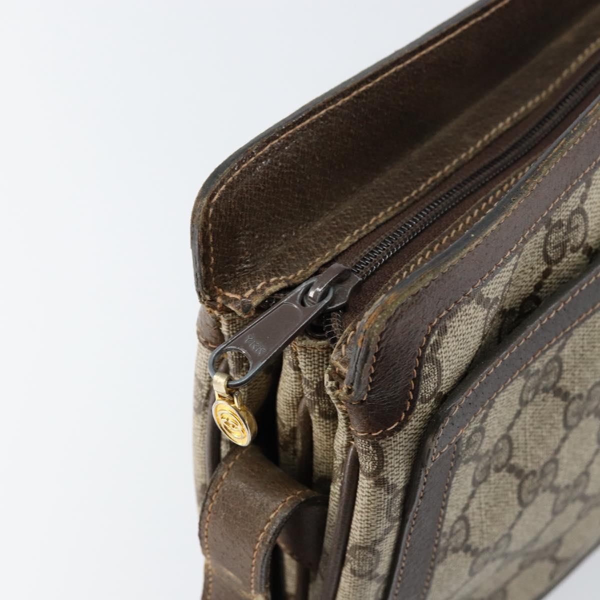 GUCCI GG Supreme Web Sherry Line Shoulder Bag PVC Beige Gold Auth ep12123