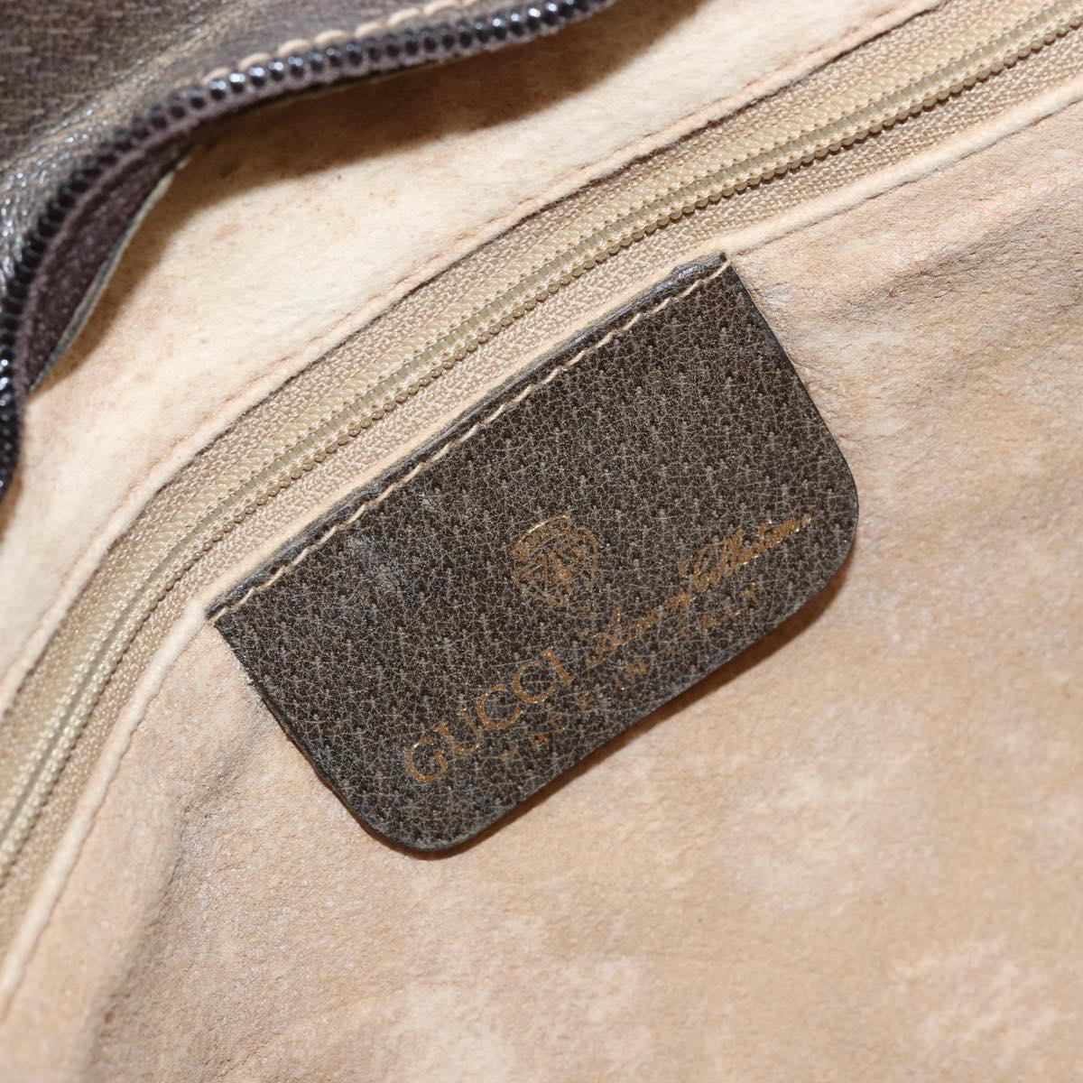 GUCCI GG Supreme Web Sherry Line Shoulder Bag PVC Beige Gold Auth ep12123