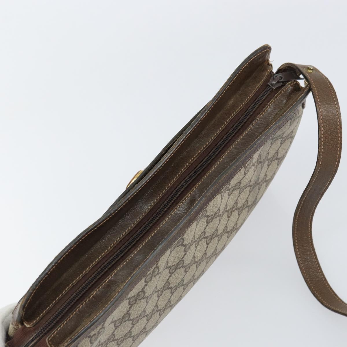 GUCCI GG Supreme Web Sherry Line Shoulder Bag PVC Beige Gold Auth ep12123