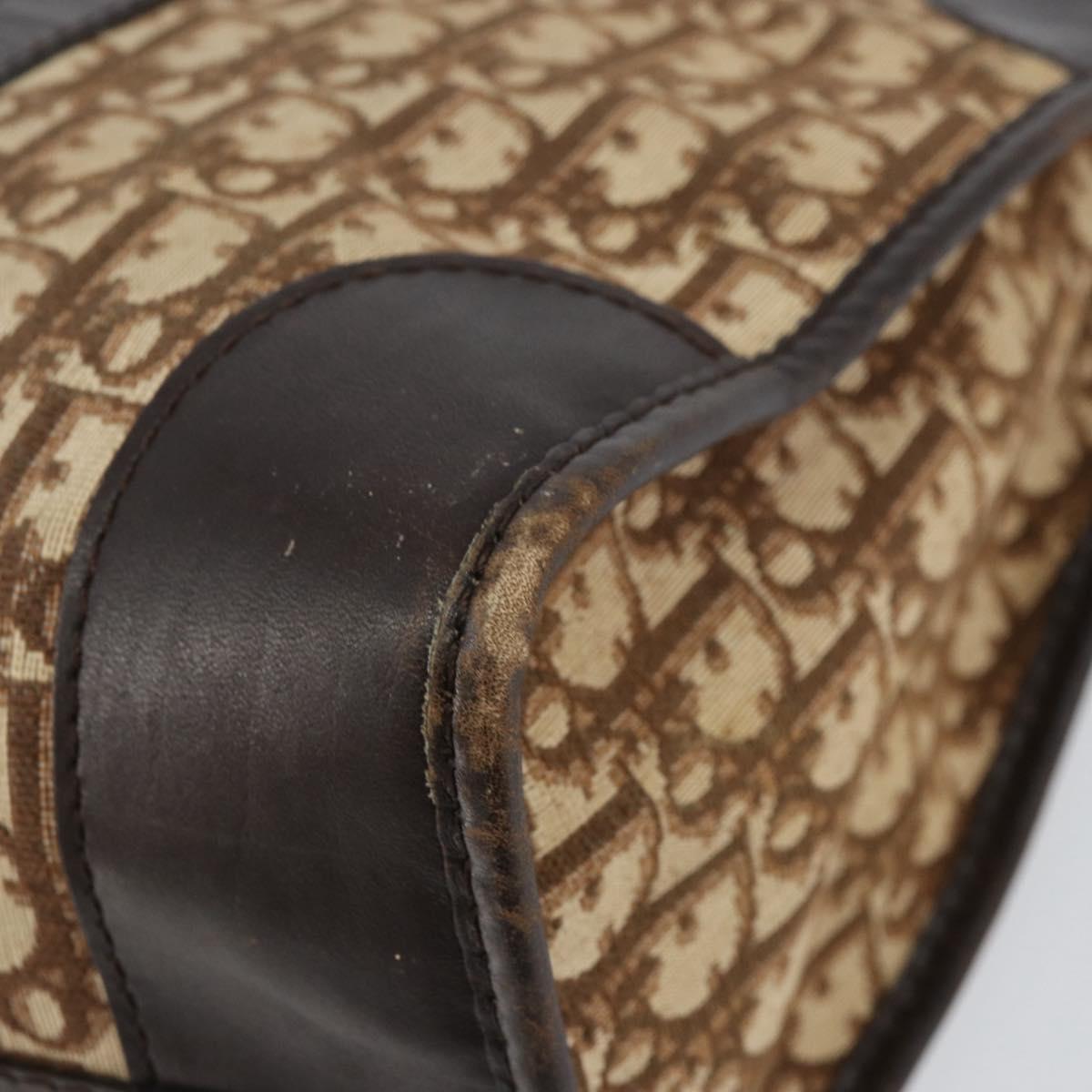 Christian Dior Trotter Canvas Boston Bag Beige Gold Auth ep12125