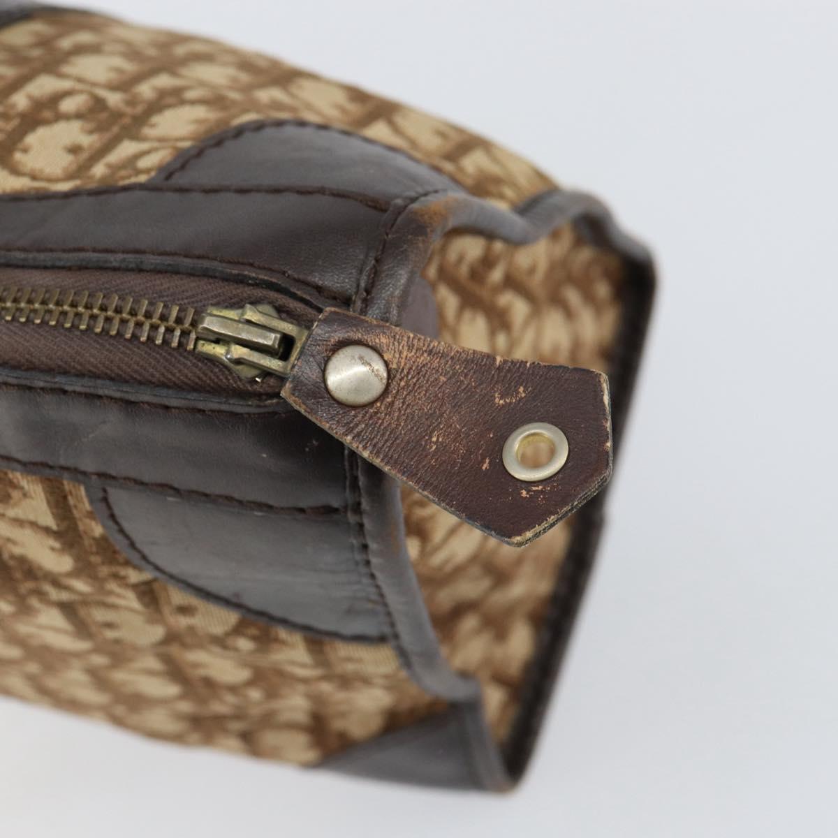 Christian Dior Trotter Canvas Boston Bag Beige Gold Auth ep12125