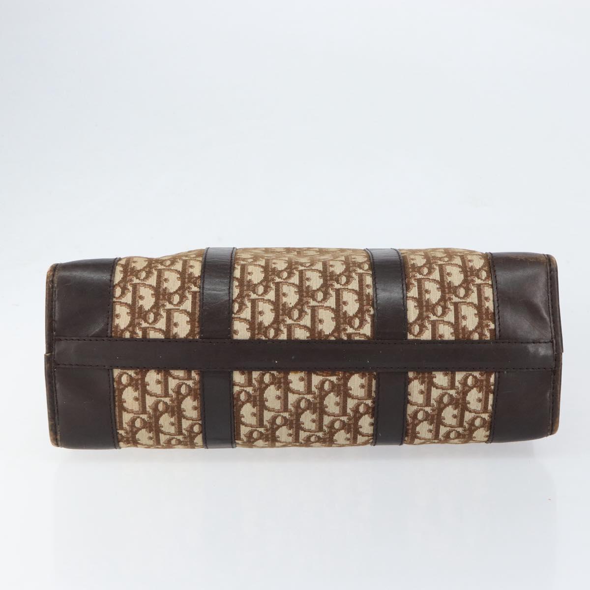 Christian Dior Trotter Canvas Boston Bag Beige Gold Auth ep12125