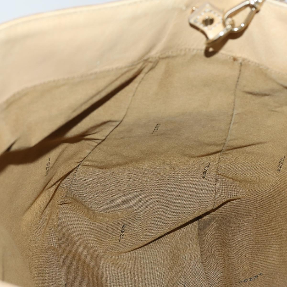 FENDI Tote Bag Leather 2way Beige Gold Auth ep12126