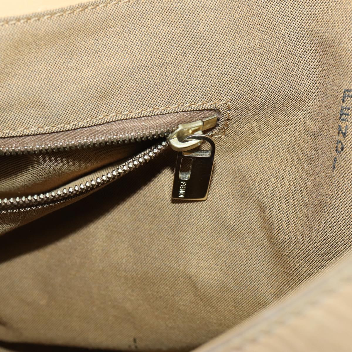 FENDI Tote Bag Leather 2way Beige Gold Auth ep12126