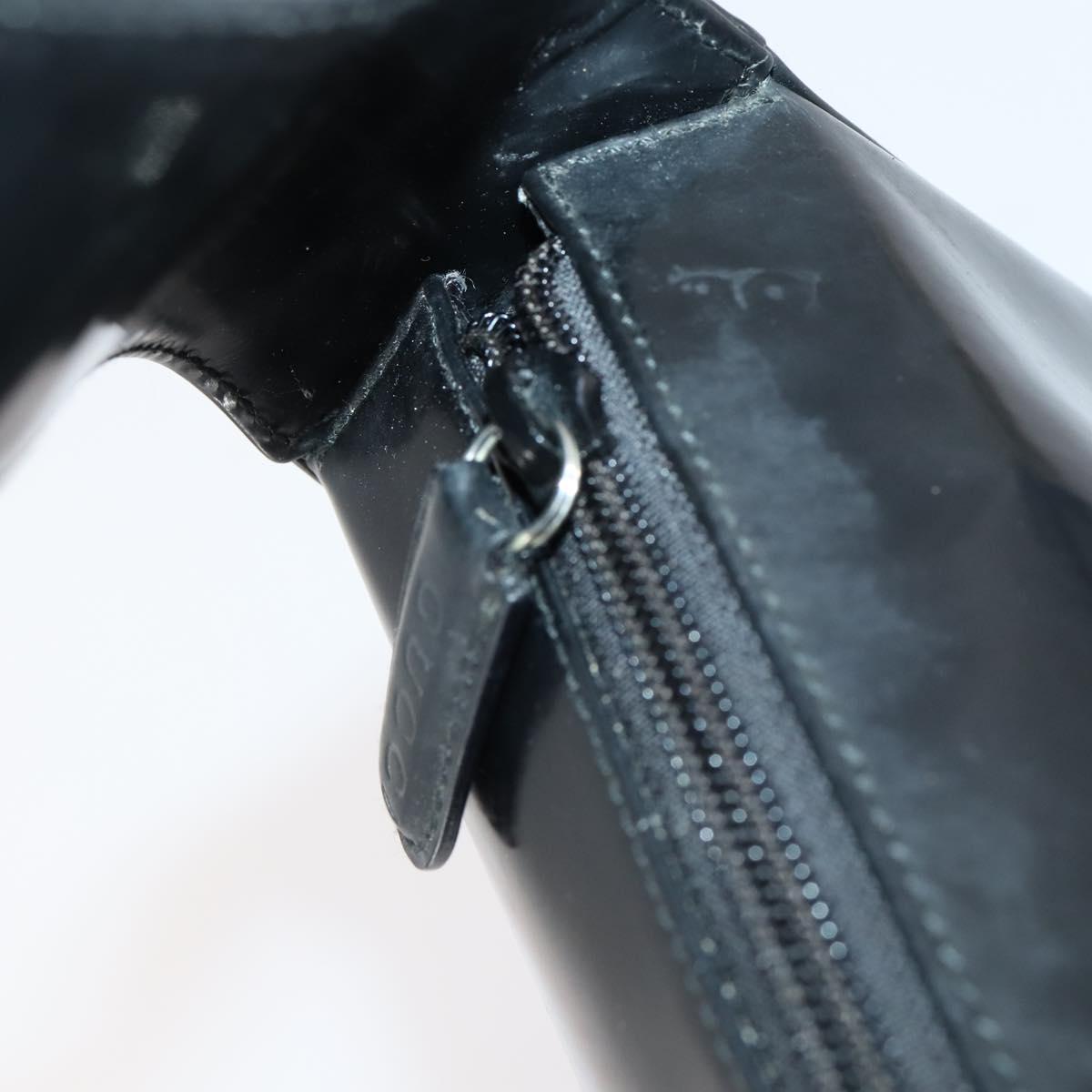 GUCCI Shoulder Bag Enamel Black Auth ep12128