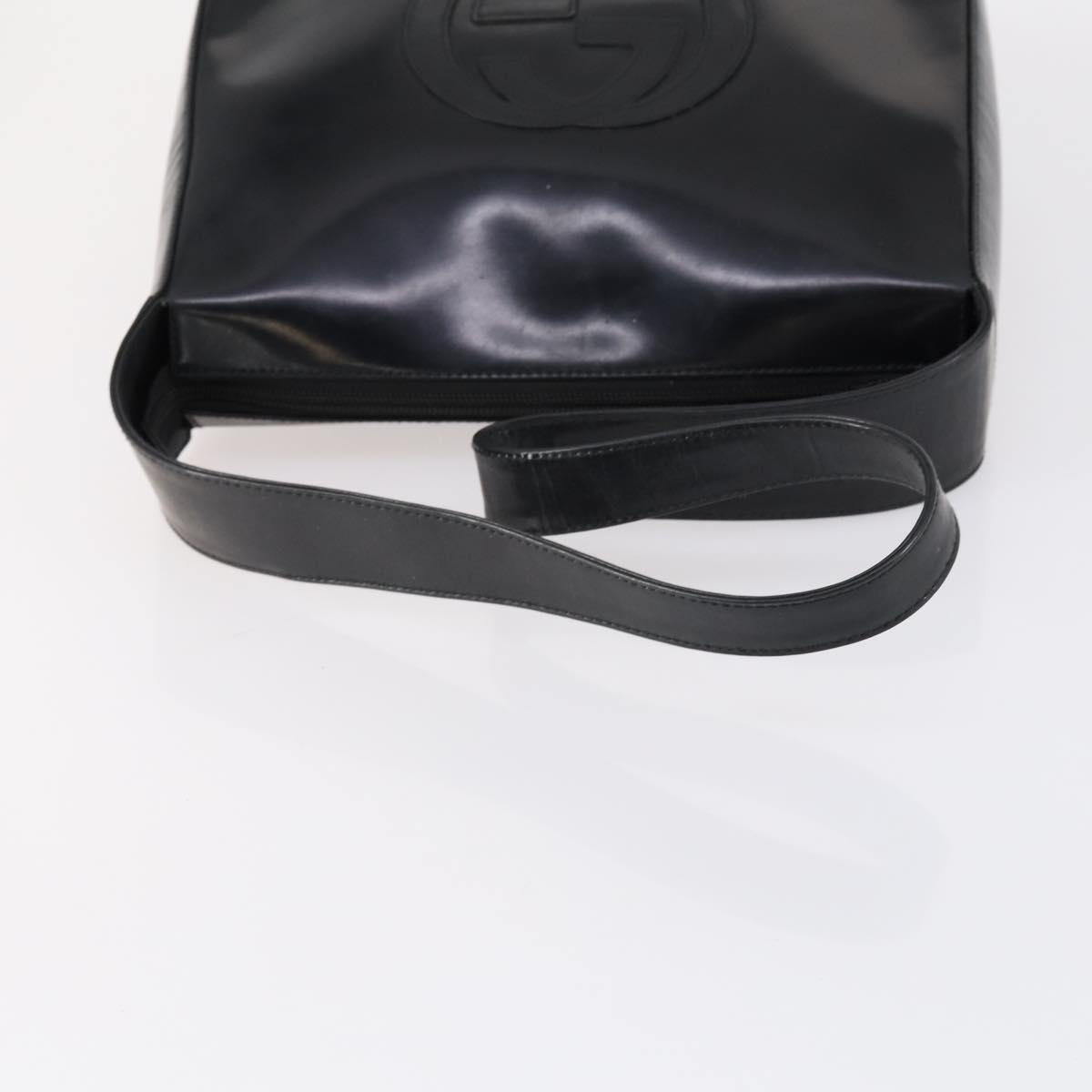 GUCCI Shoulder Bag Enamel Black Auth ep12128