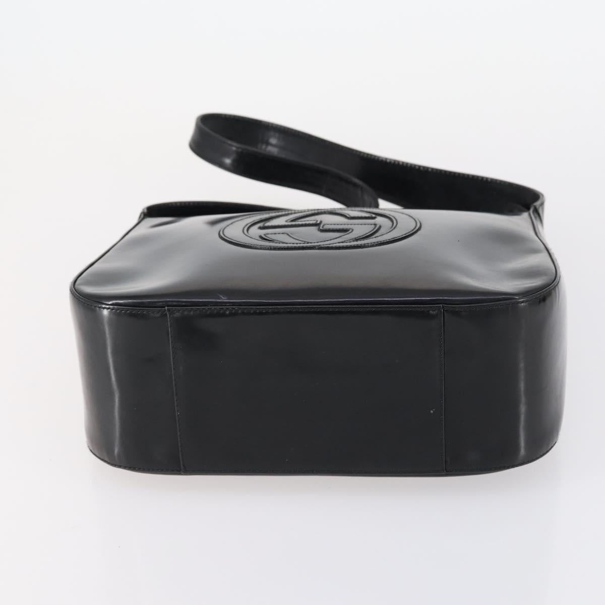 GUCCI Shoulder Bag Enamel Black Auth ep12128
