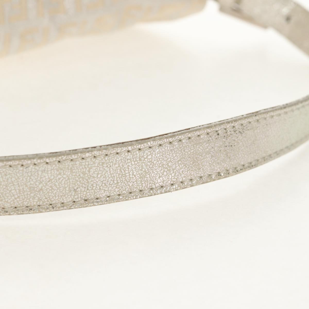 FENDI Zucchino Canvas Mamma Baguette Shoulder Bag Silver Auth ep12129V