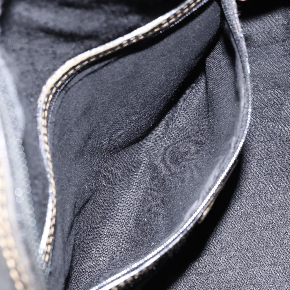 FENDI Pecan Canvas Boston Bag PVC Black Brown gold Auth ep12130