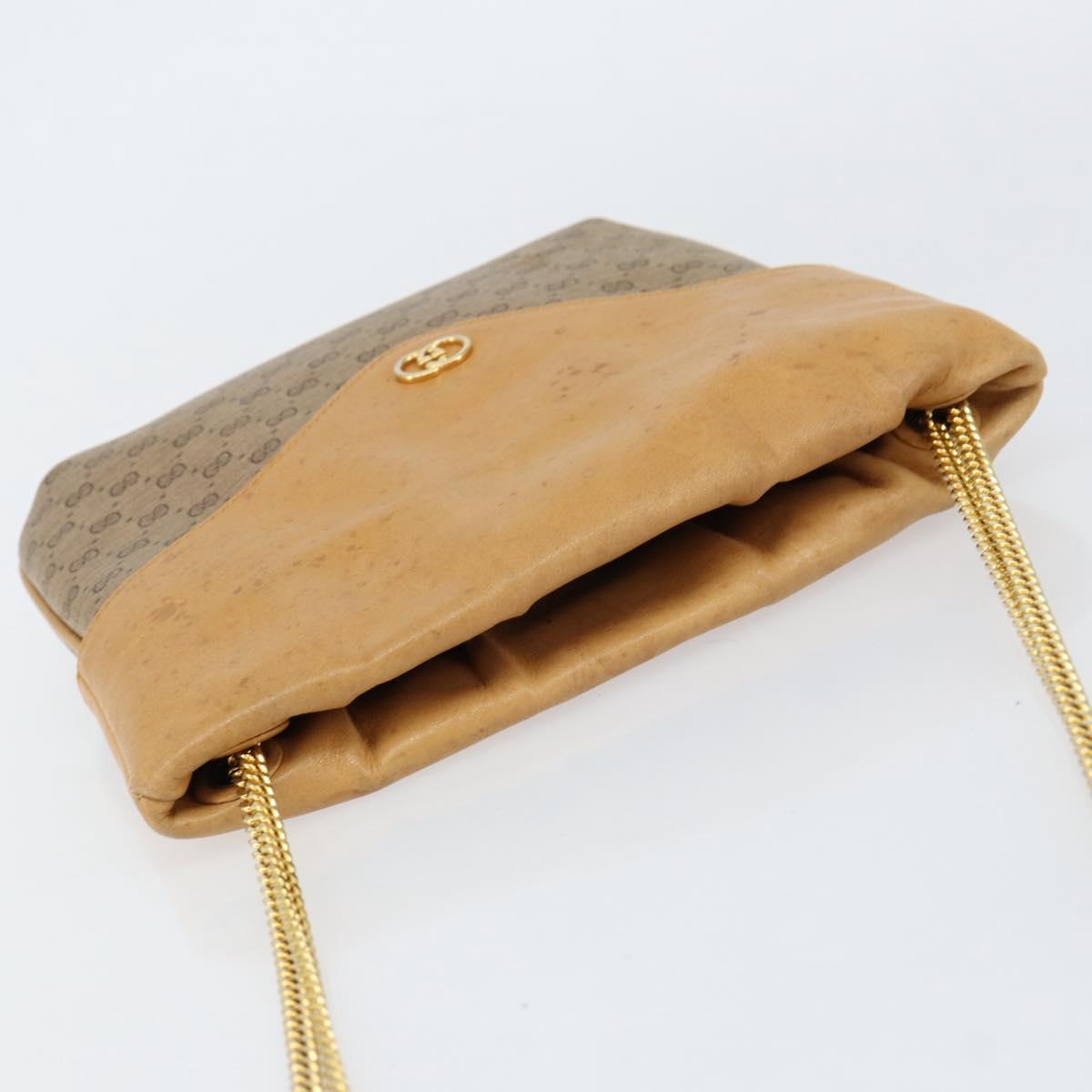GUCCI Micro GG Supreme Chain Shoulder Bag PVC Leather Beige Gold Auth ep12132