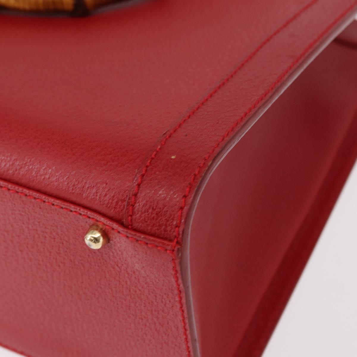 GUCCI Bamboo Hand Bag Leather Red Gold 002 0260 2615 Auth ep12137