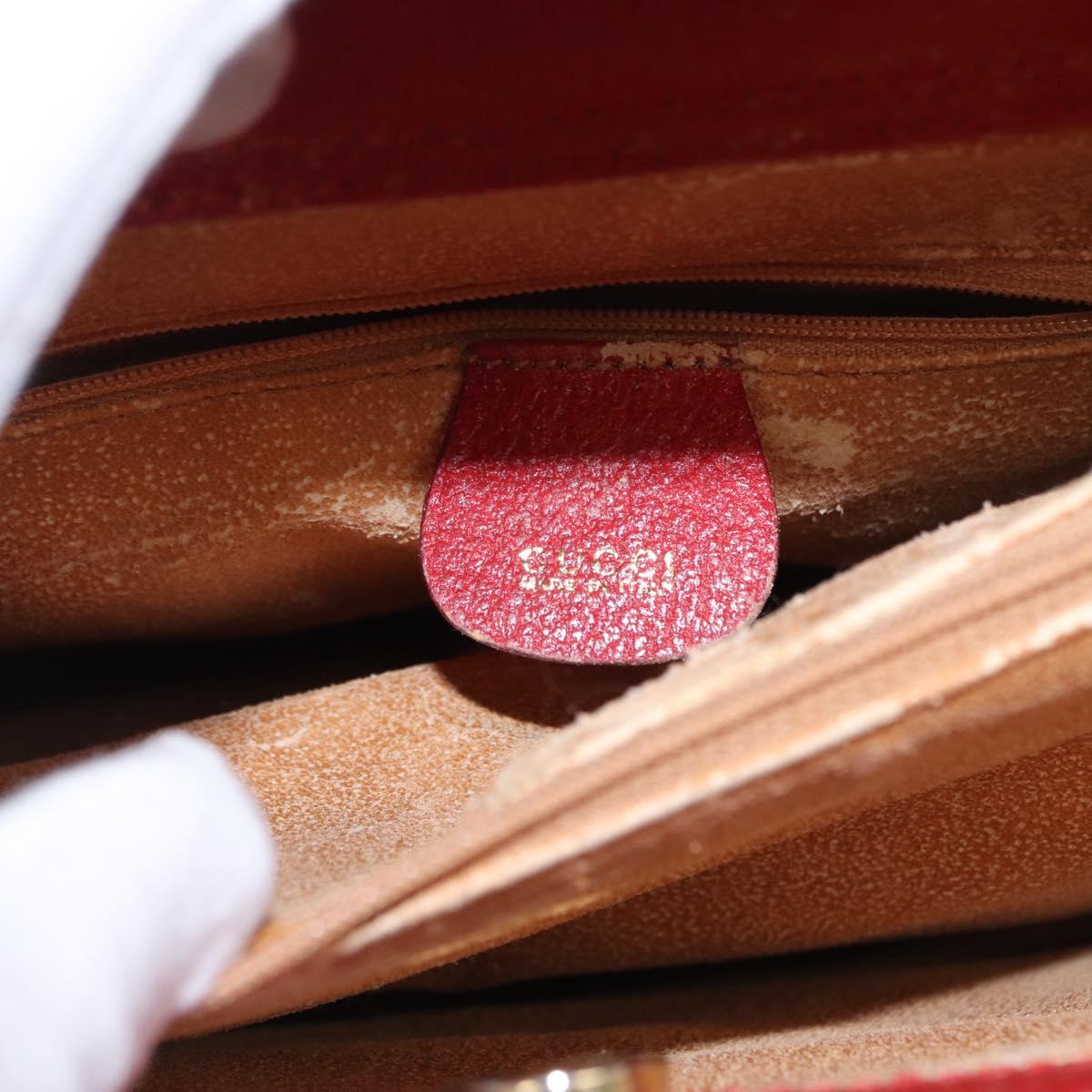GUCCI Bamboo Hand Bag Leather Red Gold 002 0260 2615 Auth ep12137