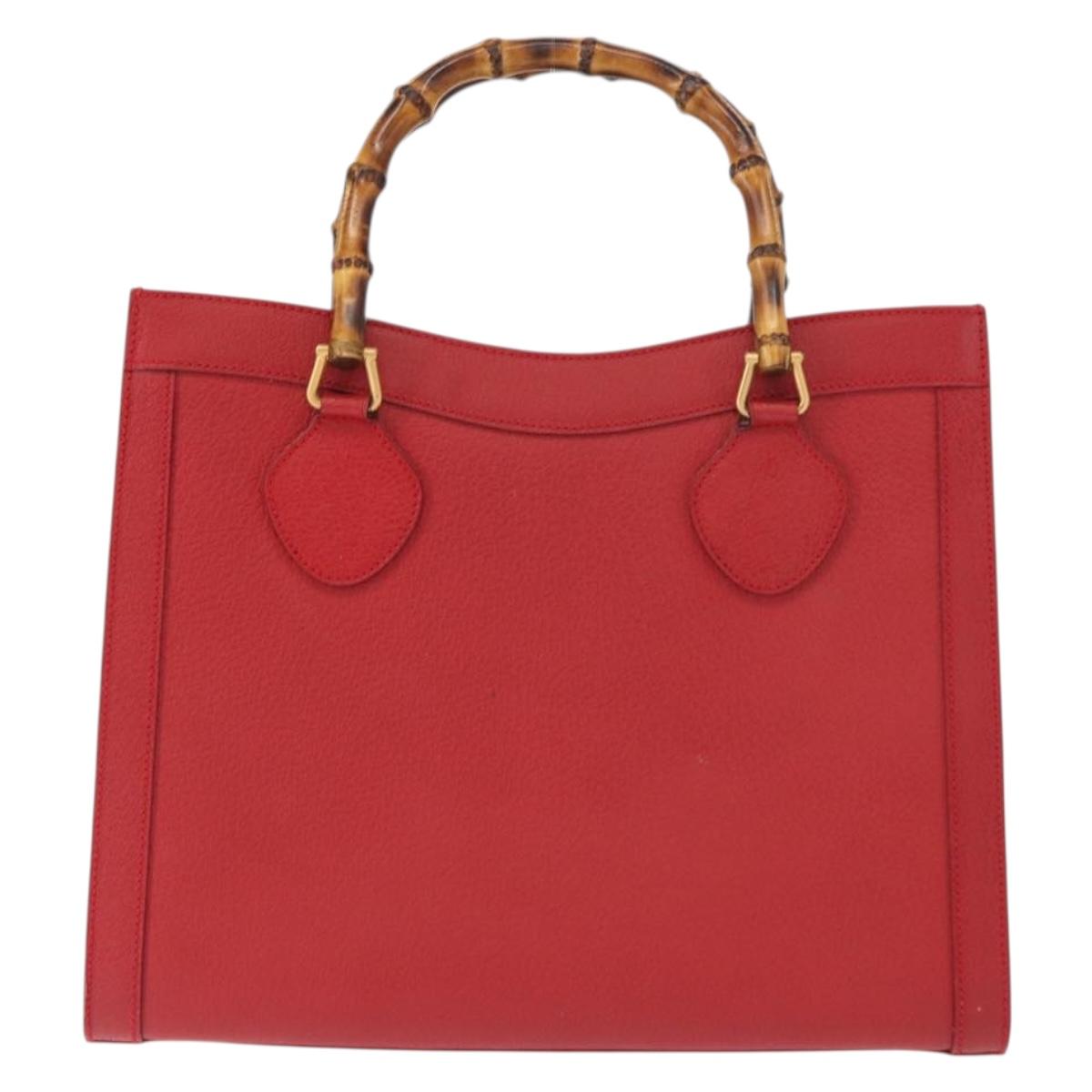 GUCCI Bamboo Hand Bag Leather Red Gold 002 0260 2615 Auth ep12137