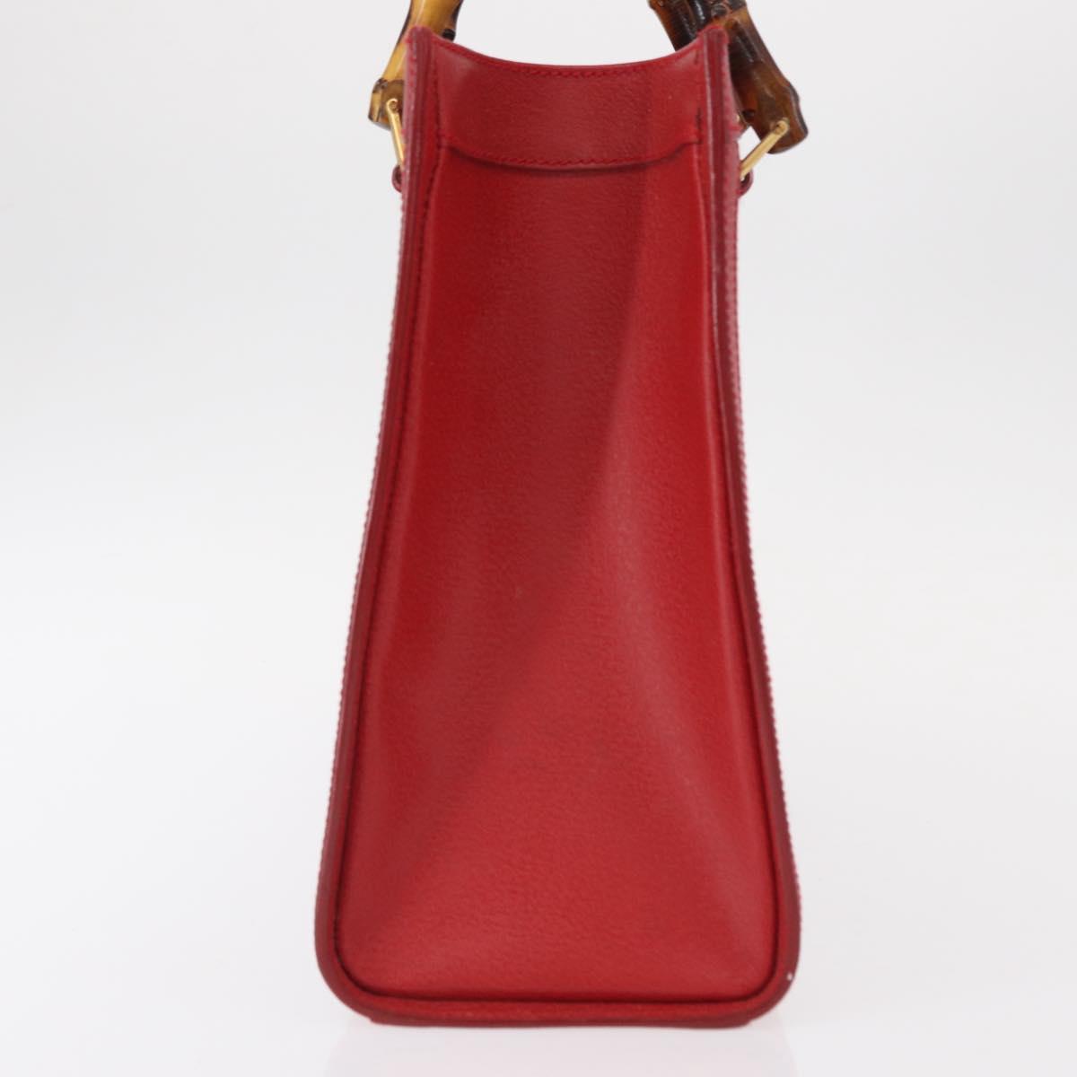 GUCCI Bamboo Hand Bag Leather Red Gold 002 0260 2615 Auth ep12137