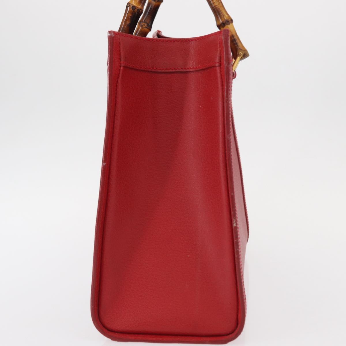 GUCCI Bamboo Hand Bag Leather Red Gold 002 0260 2615 Auth ep12137
