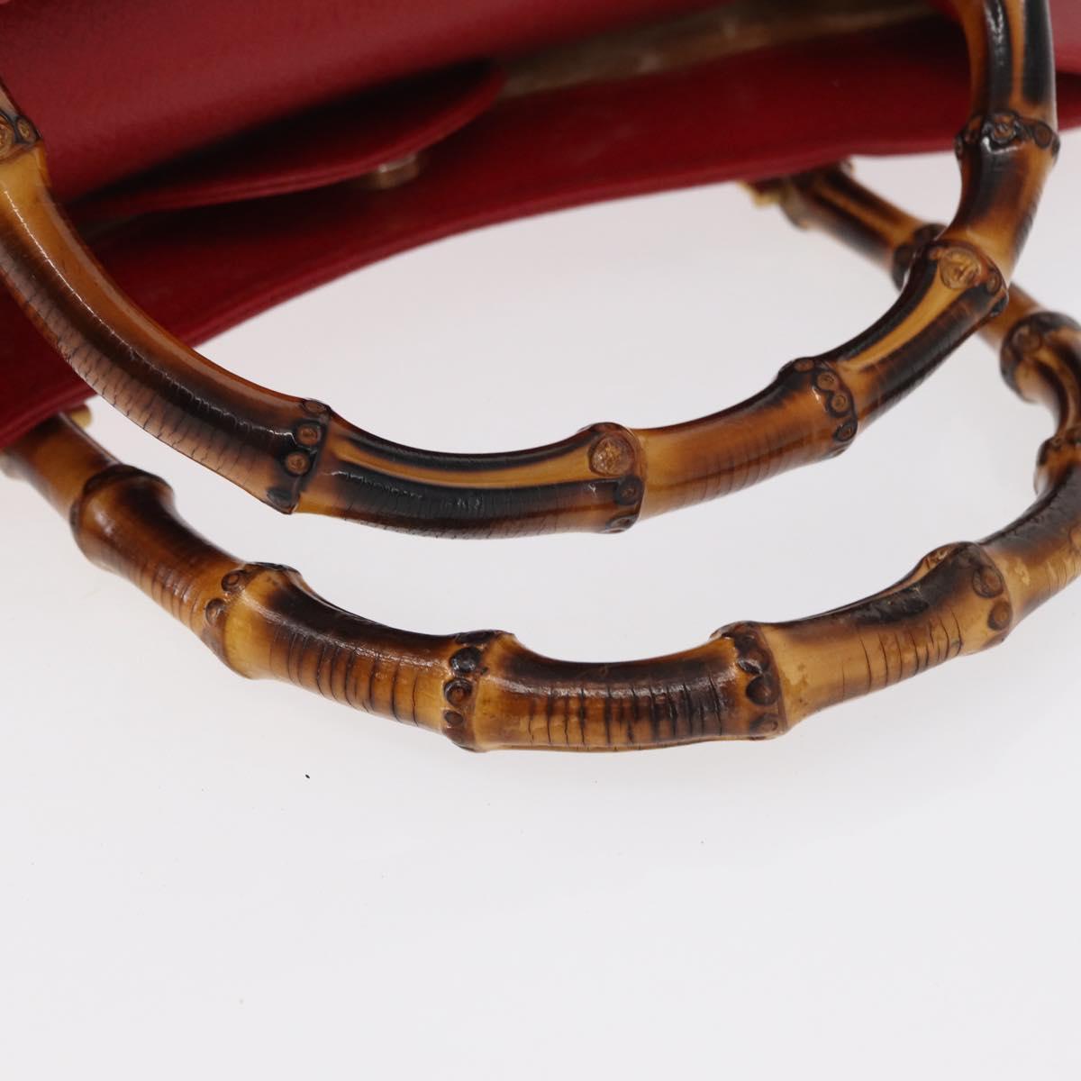 GUCCI Bamboo Hand Bag Leather Red Gold 002 0260 2615 Auth ep12137