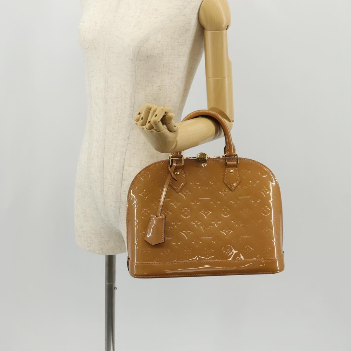LOUIS VUITTON Monogram Vernis Alma PM Hand Bag Beige Poodle M91751 Auth ep12145A