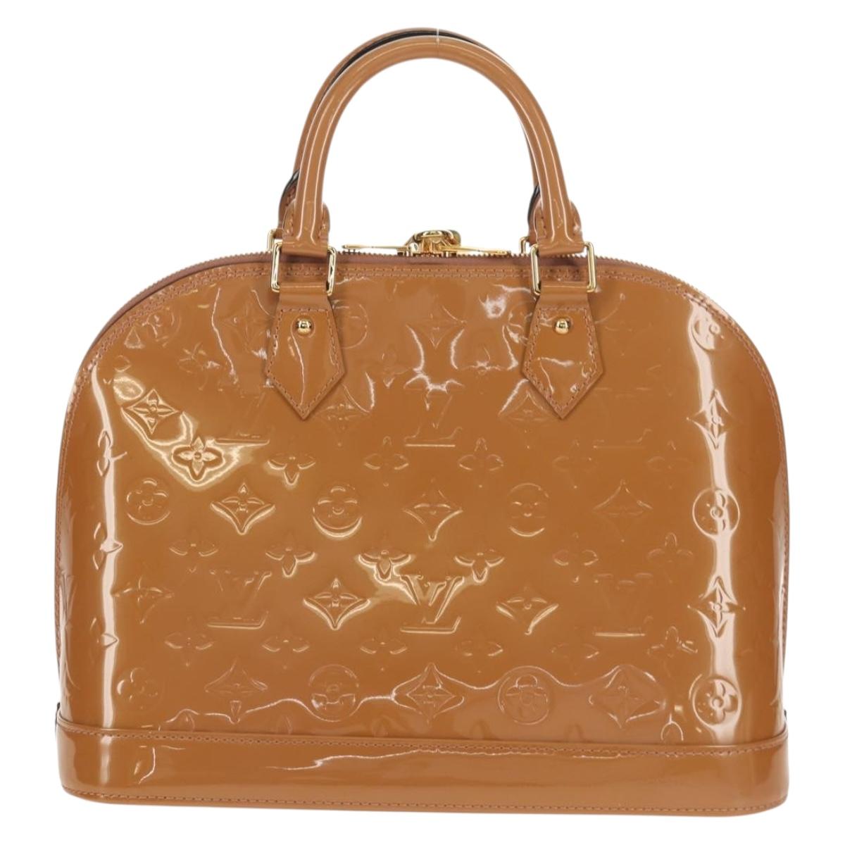 LOUIS VUITTON Monogram Vernis Alma PM Hand Bag Beige Poodle M91751 Auth ep12145A