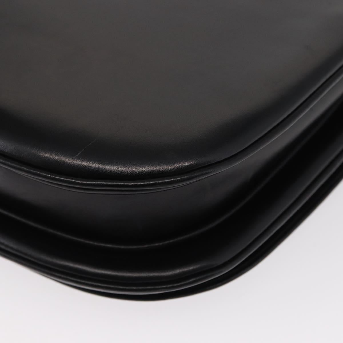 GUCCI Shoulder Bag Leather Black Gold Auth ep12147