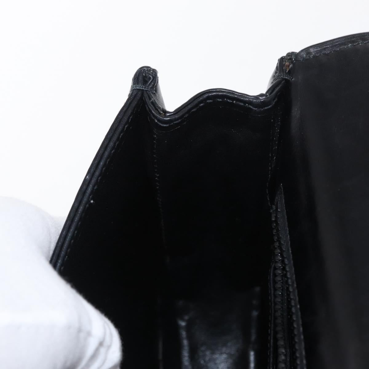 GUCCI Shoulder Bag Leather Black Gold Auth ep12147