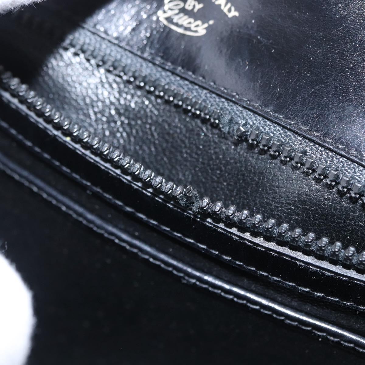 GUCCI Shoulder Bag Leather Black Gold Auth ep12147