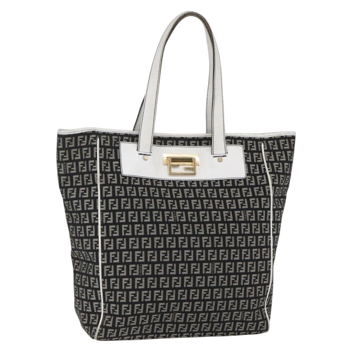 FENDI Zucchino Canvas Tote Bag Black Auth ep12149