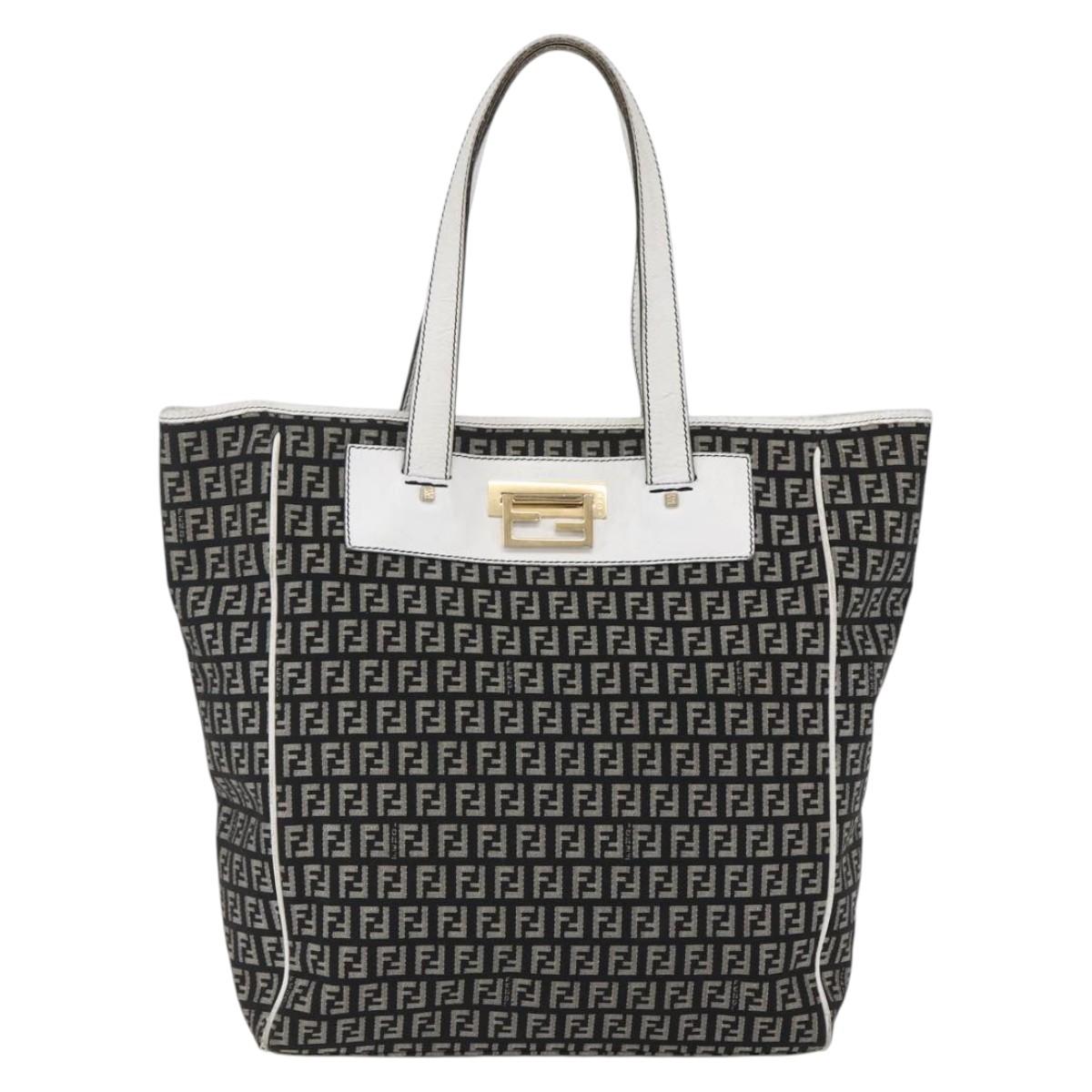 FENDI Zucchino Canvas Tote Bag Black Auth ep12149