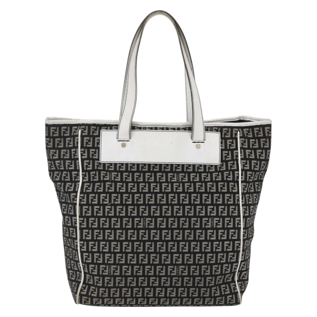 FENDI Zucchino Canvas Tote Bag Black Auth ep12149
