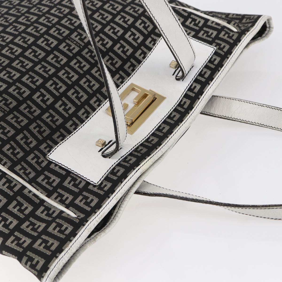 FENDI Zucchino Canvas Tote Bag Black Auth ep12149