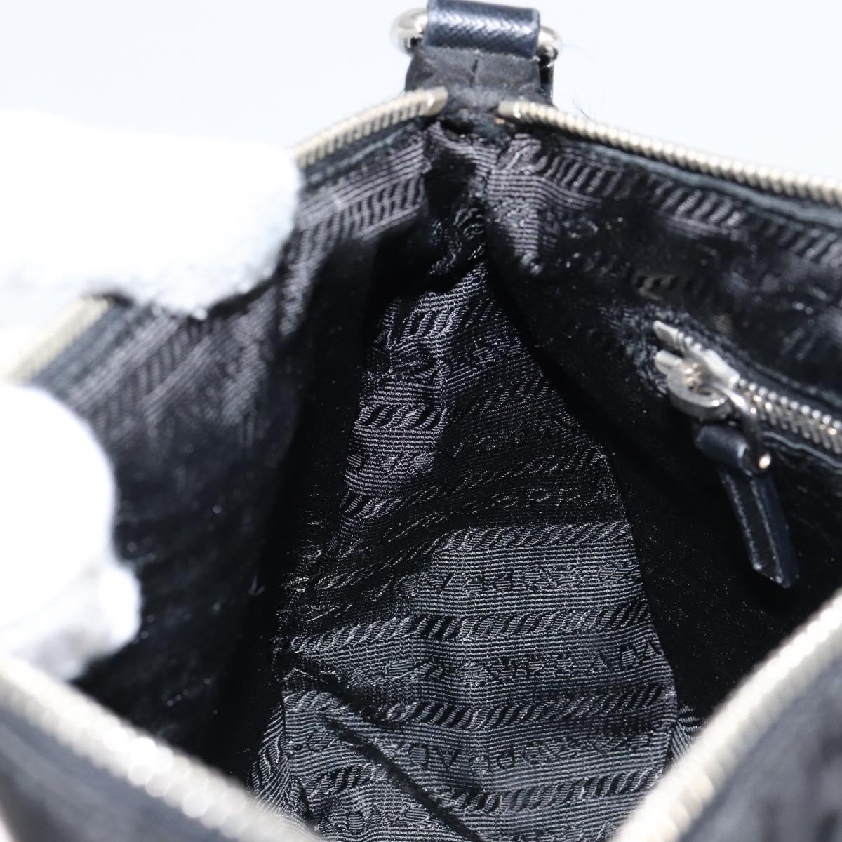 PRADA Hand Bag Nylon Black Silver Auth ep12152