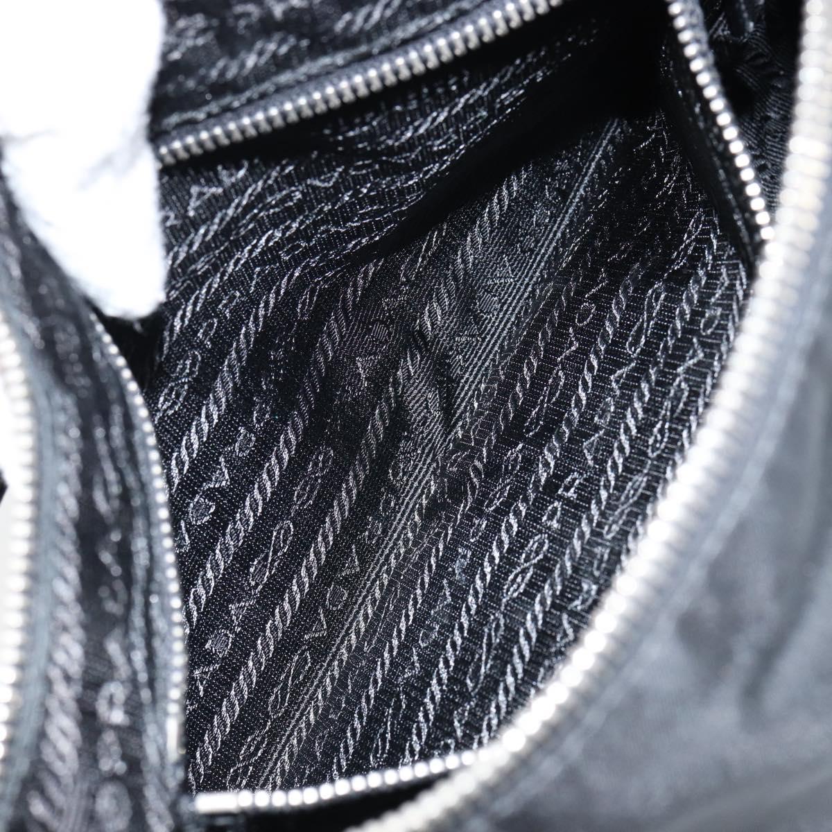 PRADA Hand Bag Nylon Black Silver Auth ep12152