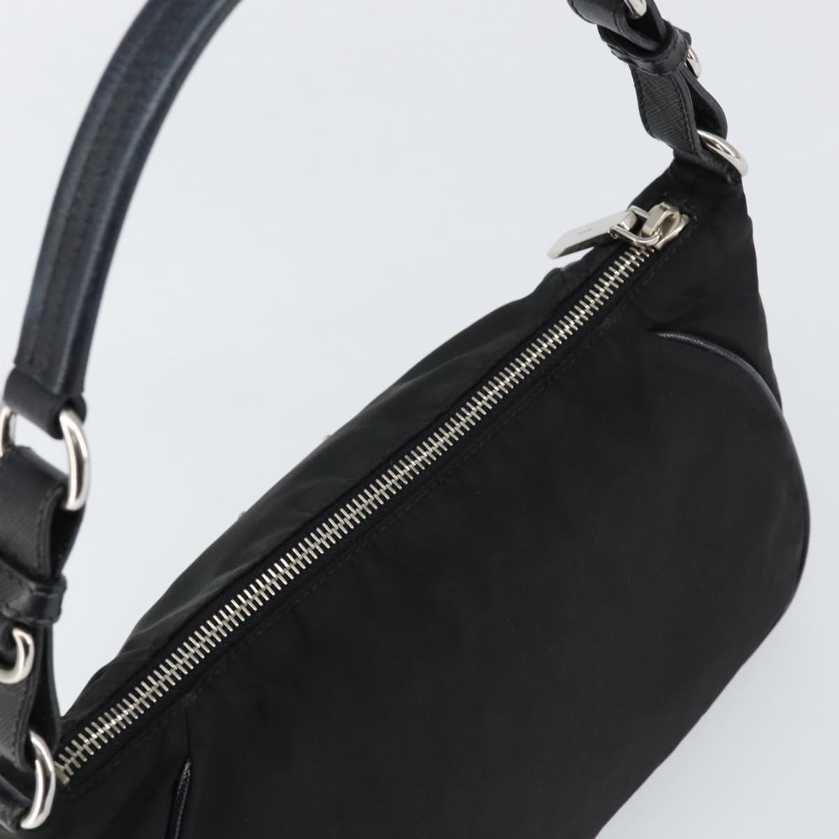 PRADA Hand Bag Nylon Black Silver Auth ep12152