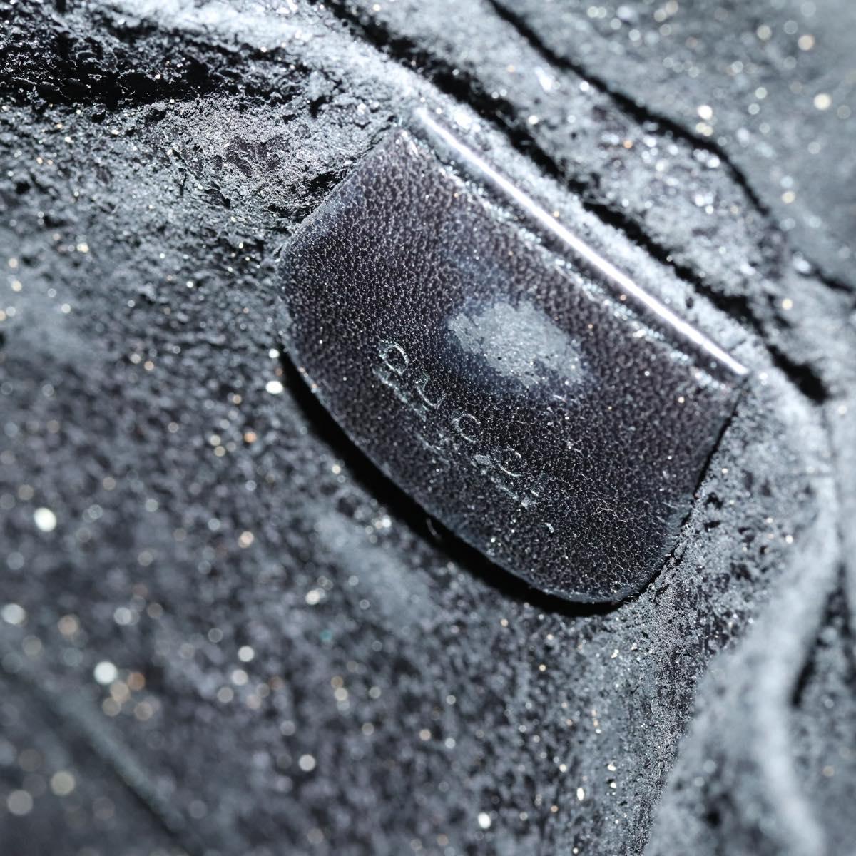 GUCCI Chain Shoulder Bag Suede Black Silver Auth ep12154