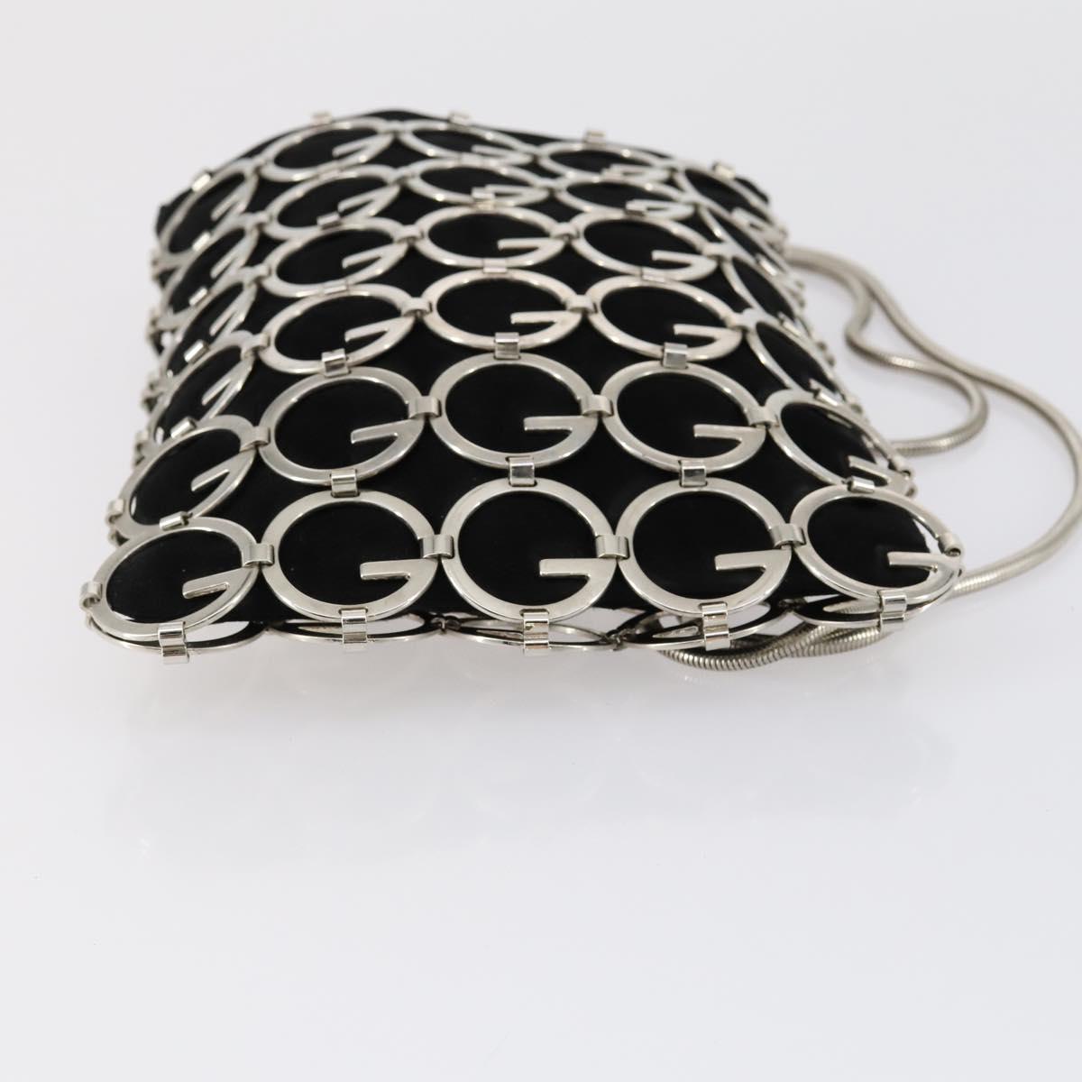 GUCCI Chain Shoulder Bag Suede Black Silver Auth ep12154