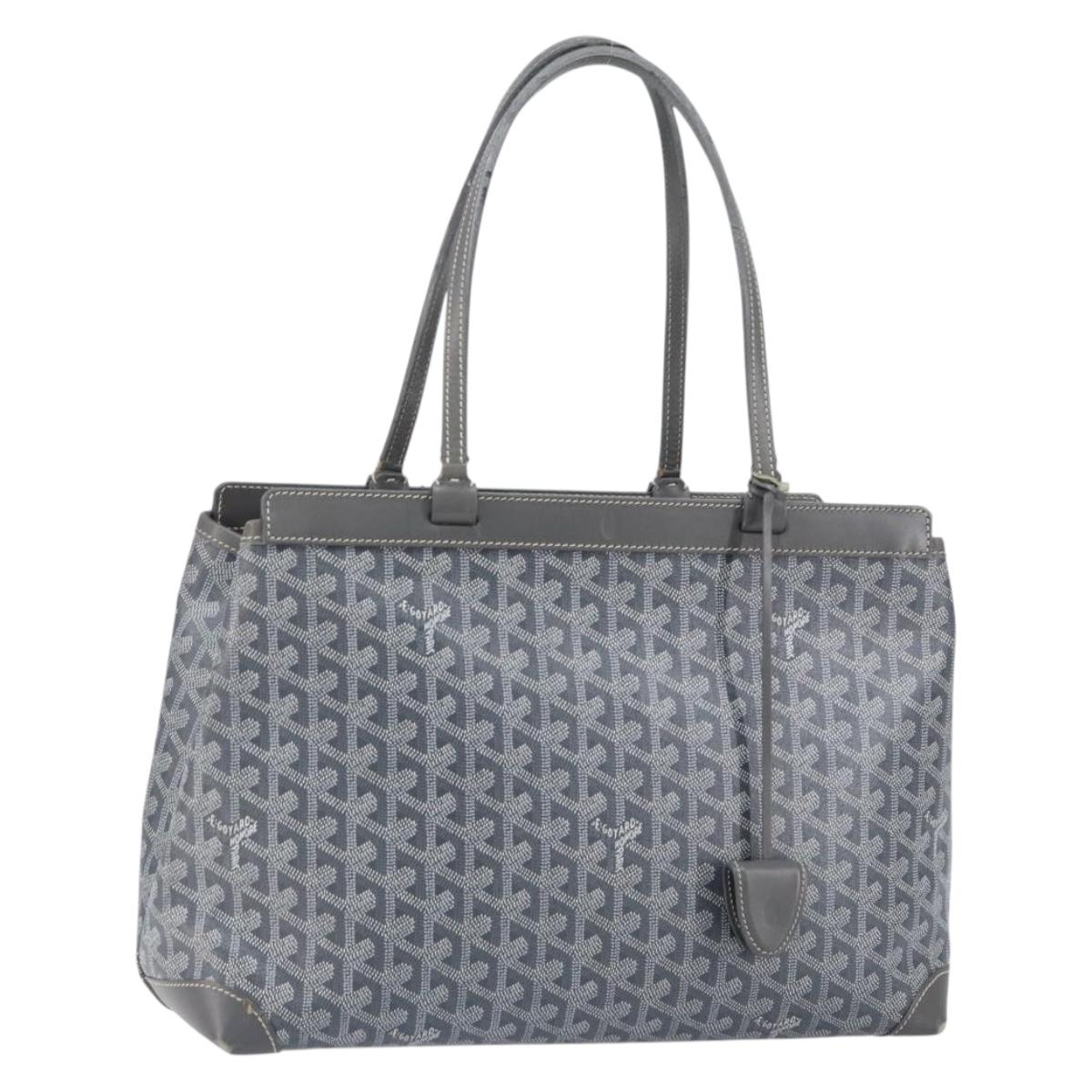 GOYARD Herringbone Belcious PM Tote Bag PVC Leather Gray Auth ep12155