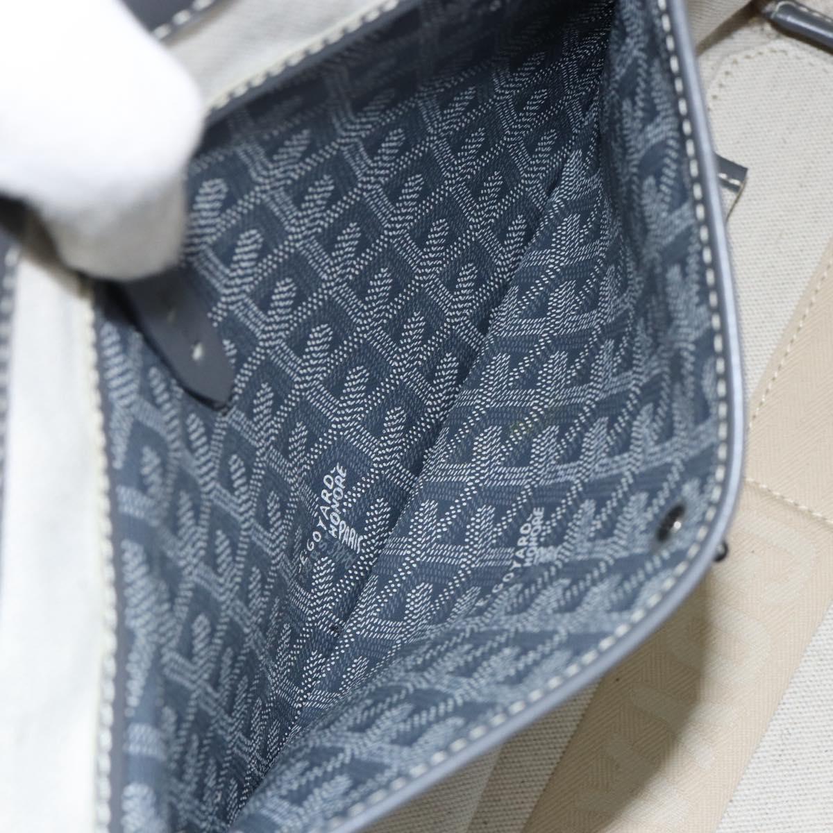 GOYARD Herringbone Belcious PM Tote Bag PVC Leather Gray Auth ep12155
