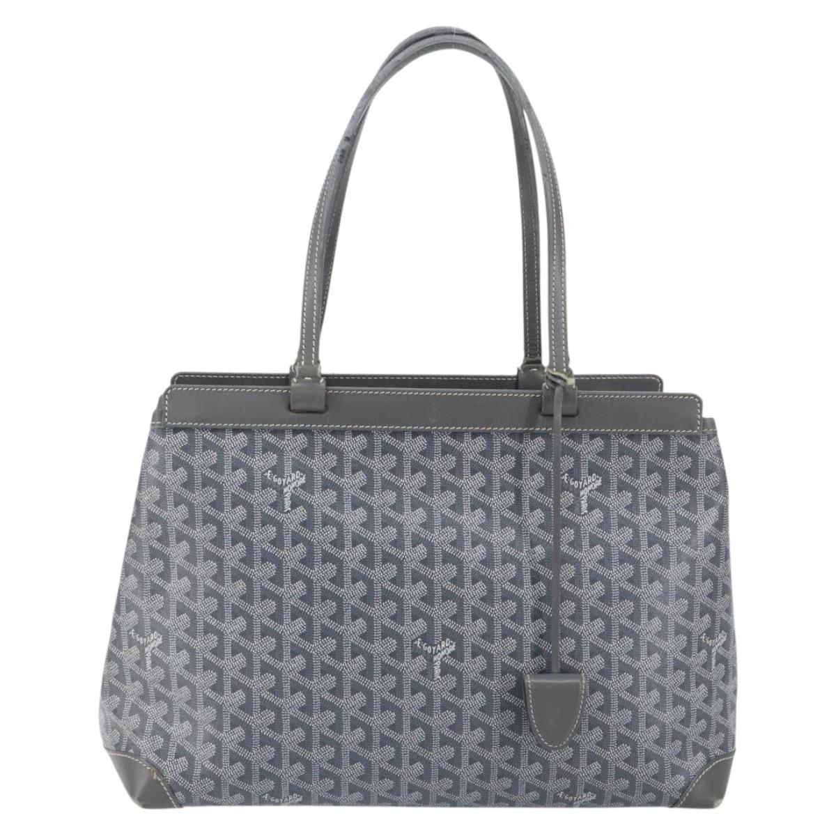 GOYARD Herringbone Belcious PM Tote Bag PVC Leather Gray Auth ep12155