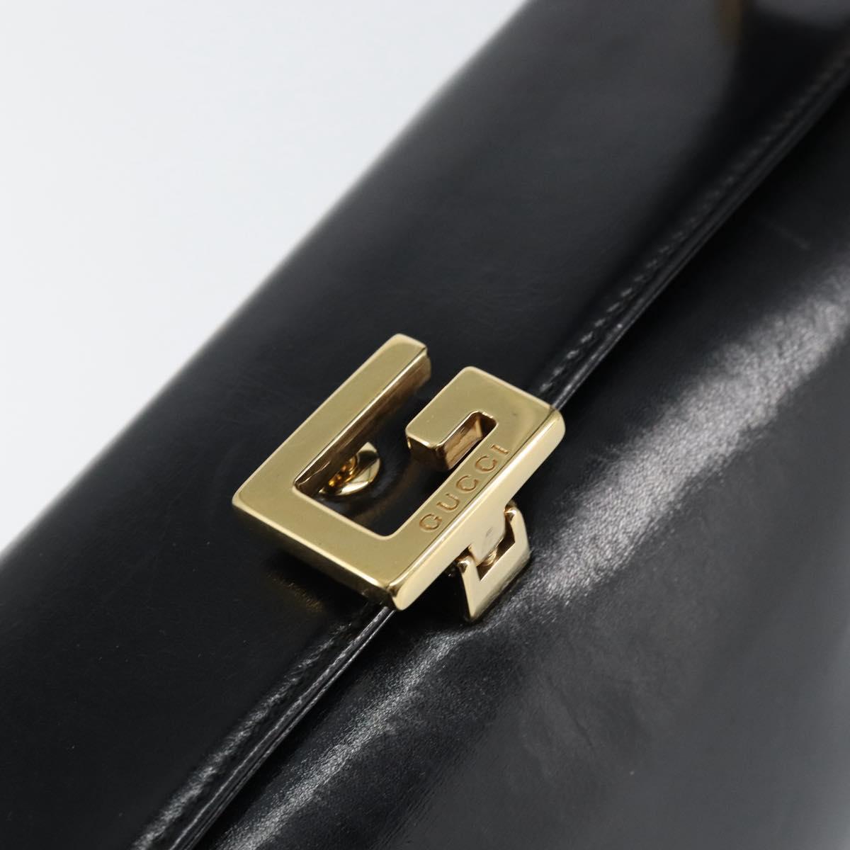 GUCCI Hand Bag Leather Black Gold 000 1448 1269 Auth ep12157