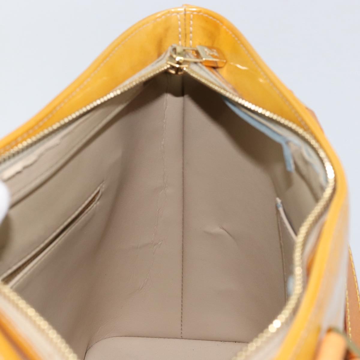 LOUIS VUITTON Monogram Vernis Houston Hand Bag Beige M91004 LV Auth ep12158