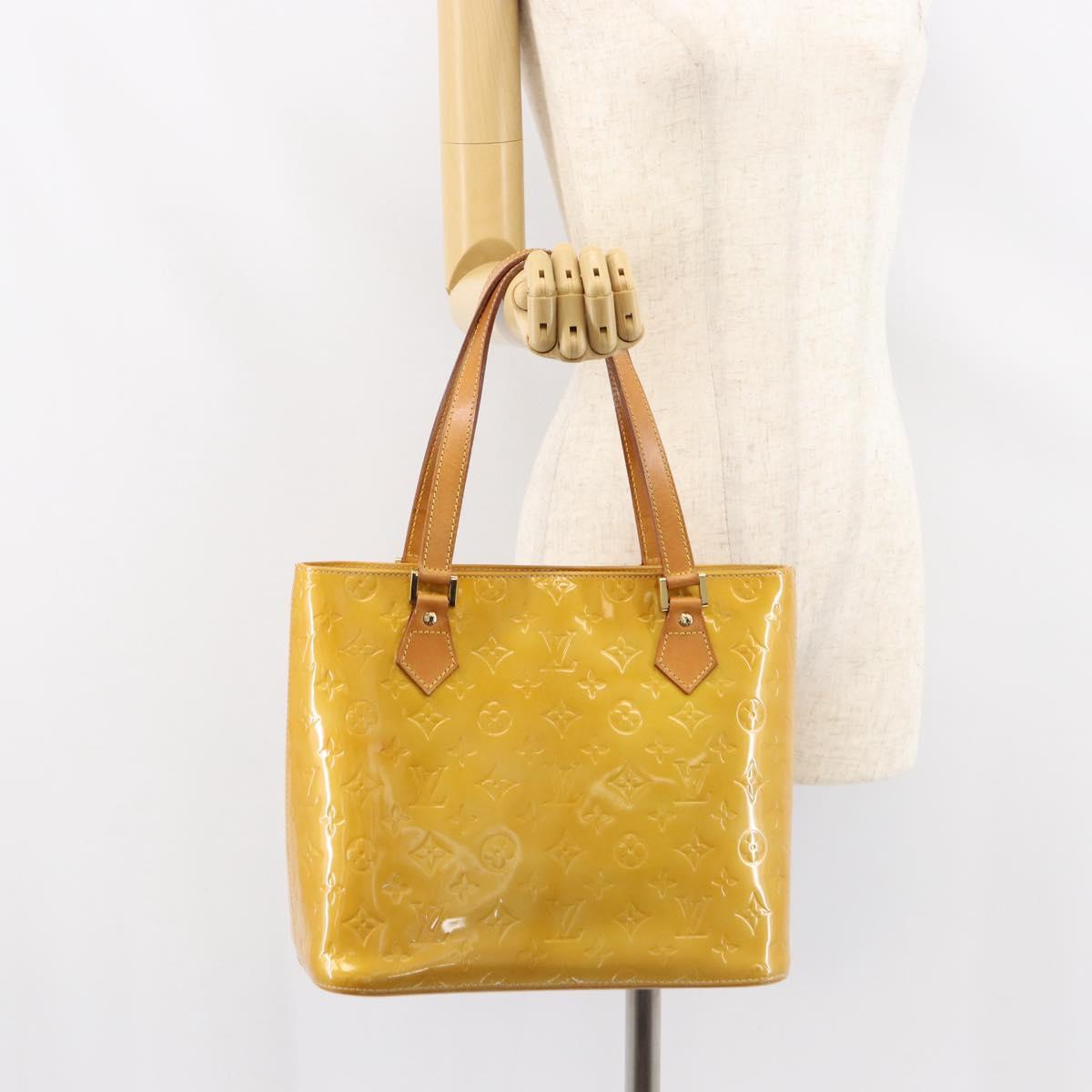 LOUIS VUITTON Monogram Vernis Houston Hand Bag Beige M91004 LV Auth ep12158