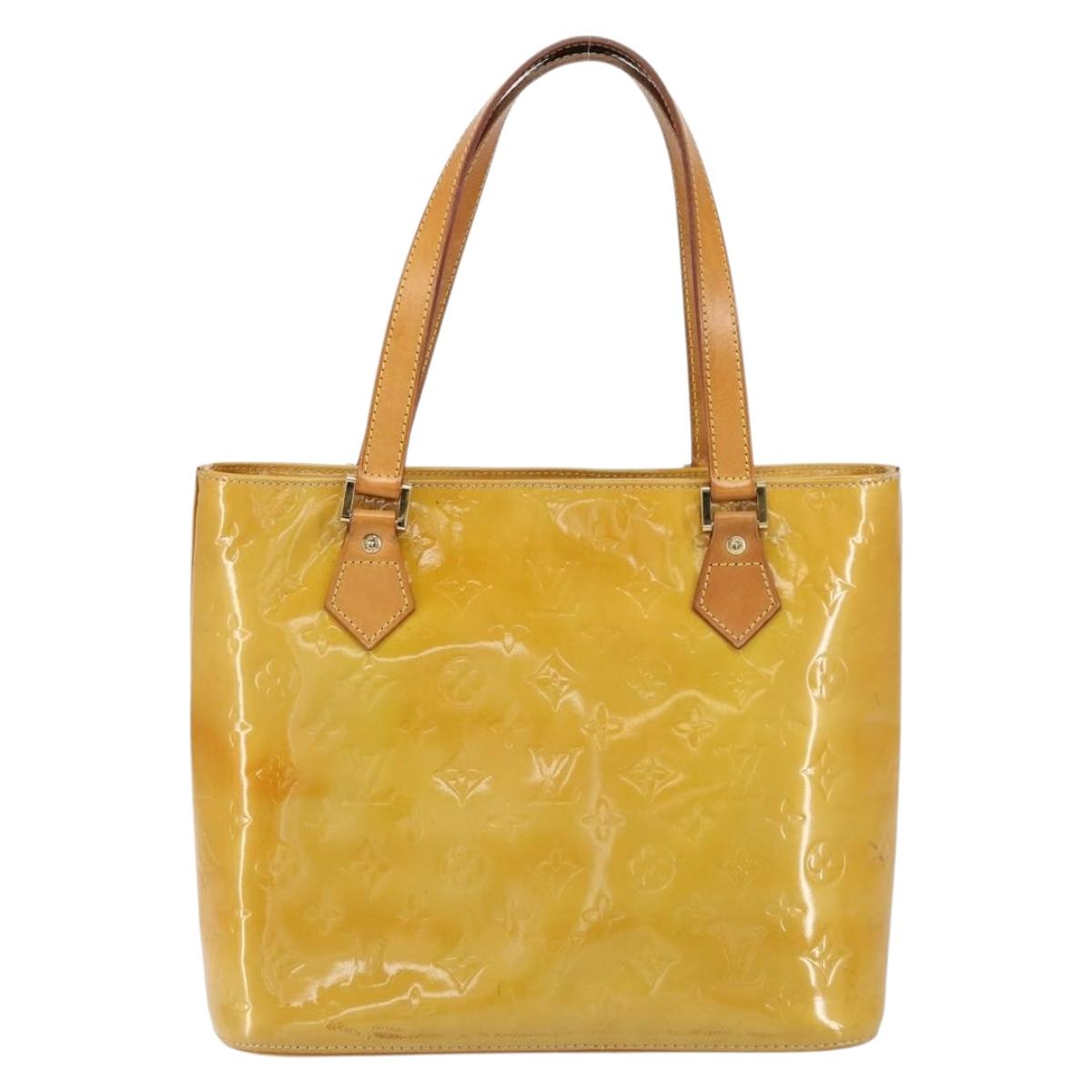 LOUIS VUITTON Monogram Vernis Houston Hand Bag Beige M91004 LV Auth ep12158