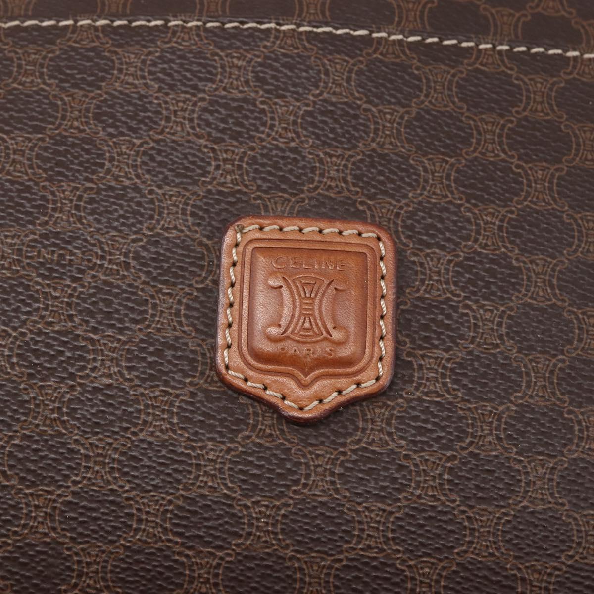 CELINE Macadam Canvas Tote Bag PVC Leather Brown Gold Auth ep12161