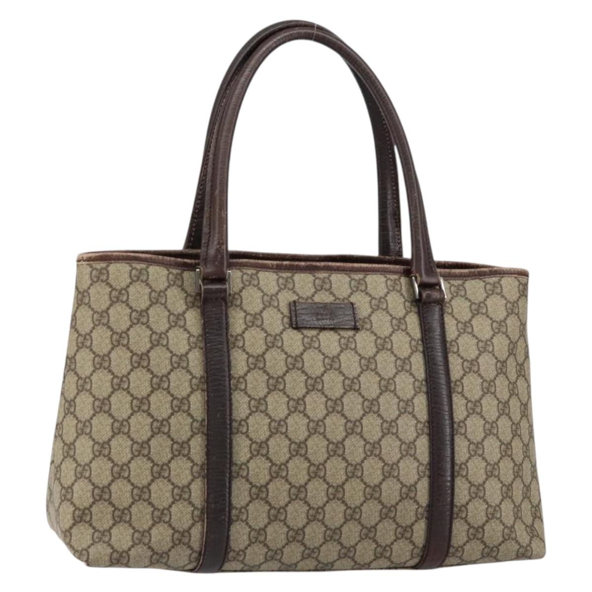 GUCCI GG Supreme Tote Bag PVC Beige Silver 114595 Auth ep12164