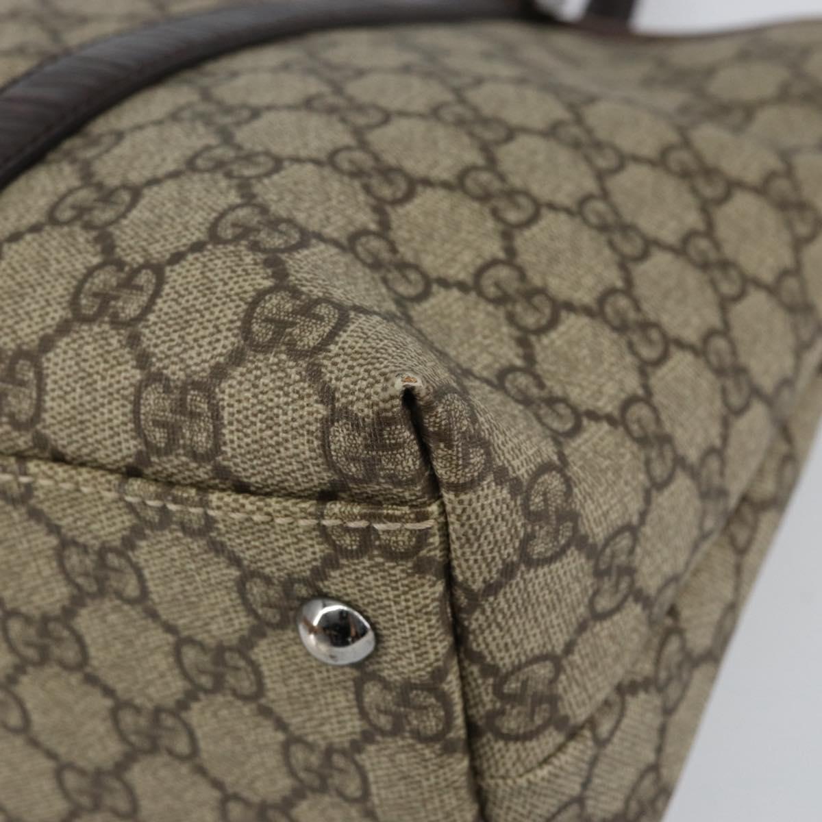 GUCCI GG Supreme Tote Bag PVC Beige Silver 114595 Auth ep12164