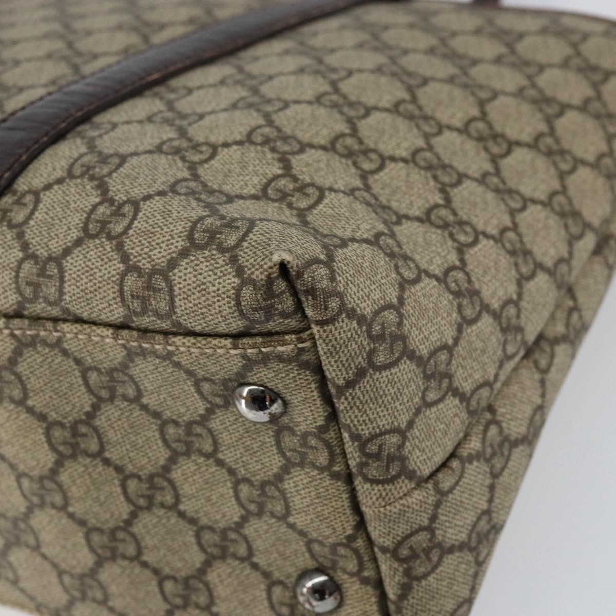 GUCCI GG Supreme Tote Bag PVC Beige Silver 114595 Auth ep12164