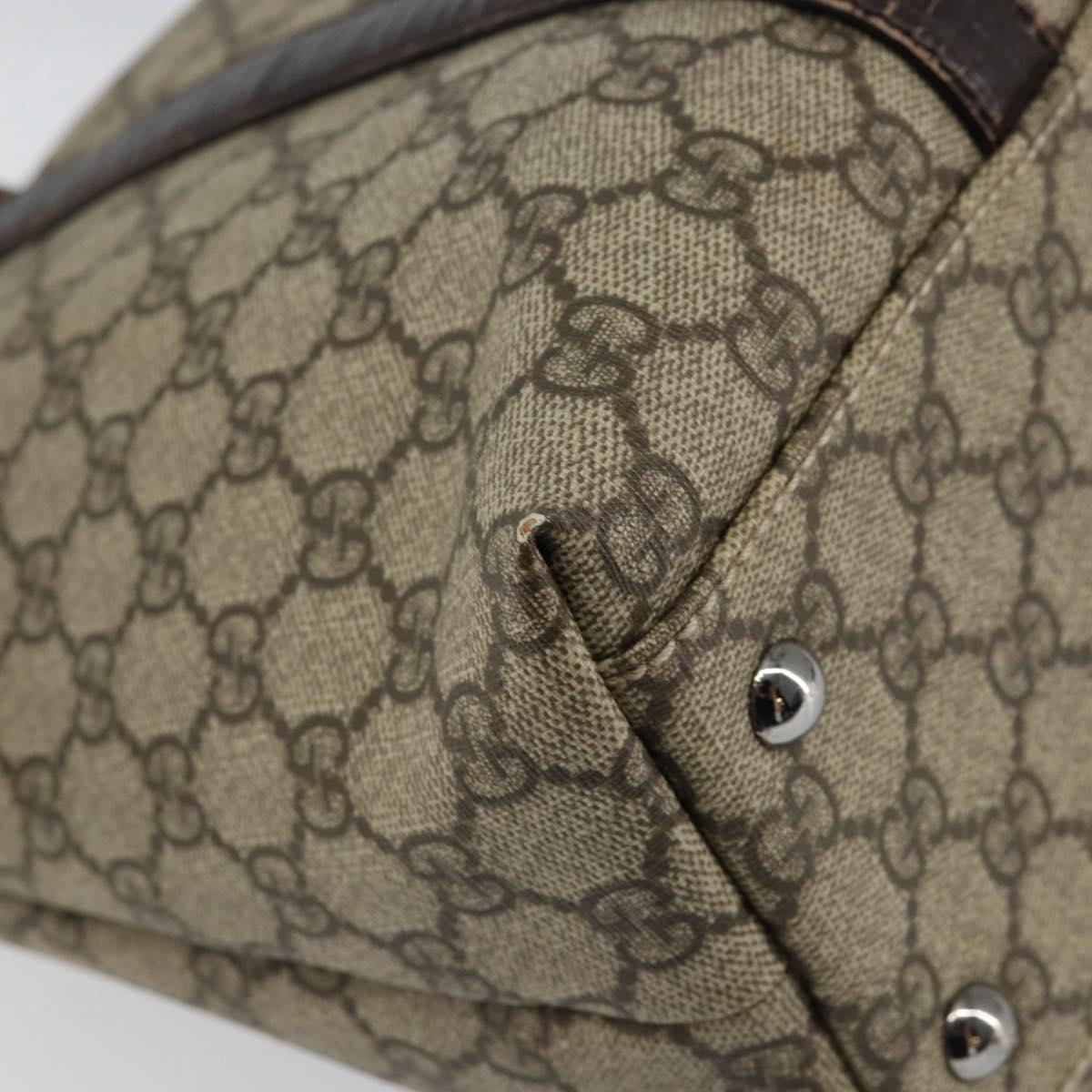GUCCI GG Supreme Tote Bag PVC Beige Silver 114595 Auth ep12164
