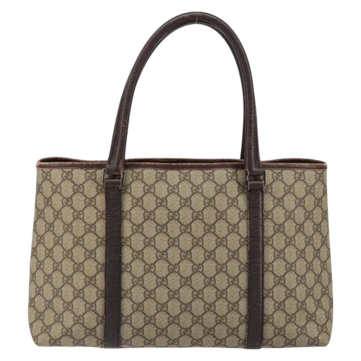 GUCCI GG Supreme Tote Bag PVC Beige Silver 114595 Auth ep12164